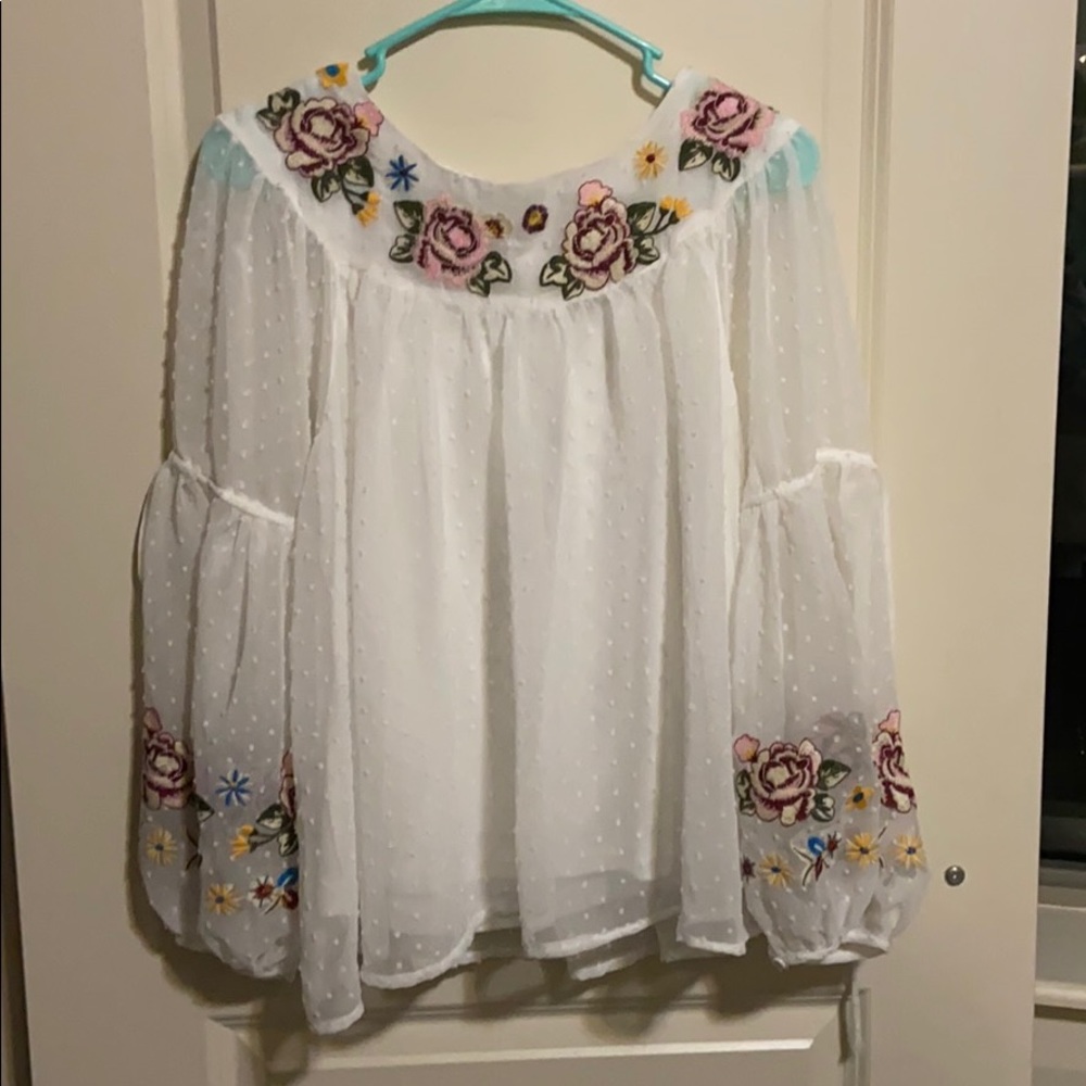 White embroidered shirt